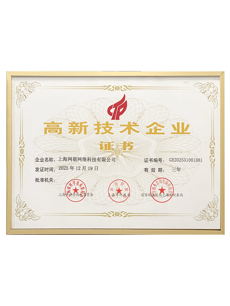 u球体育app入口-u球（中国）
网络获高新技术企业证书